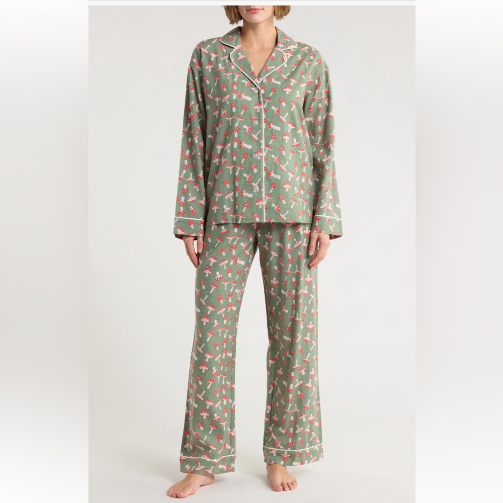 PJ Salvage Green Pajama Set with Mushroom Print